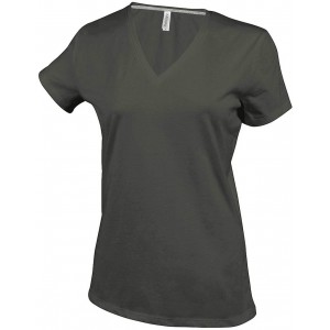 Kariban ni V-nyak pl, Dark Khaki (T-shirt, pl, 90-100% pamut)